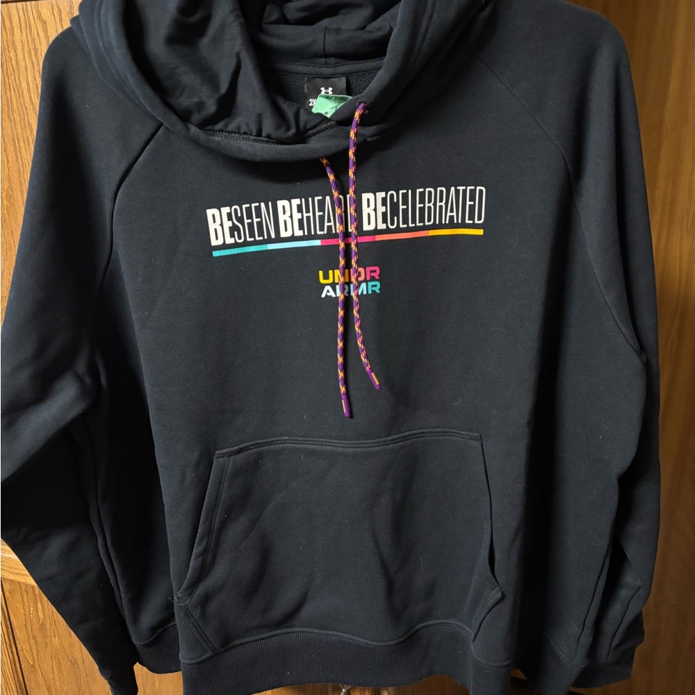 UA Black Hoodie w/ Multicolor Accents- Black Liberation Worldwide Aspiration